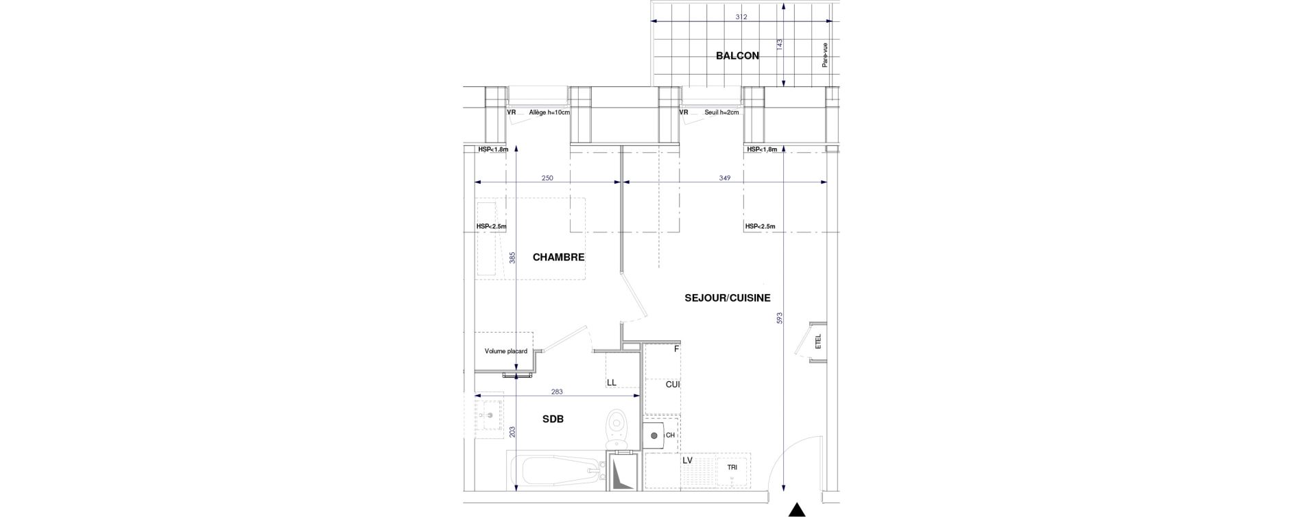 Appartement T2 de 36,25 m2 &agrave; Oissel Centre