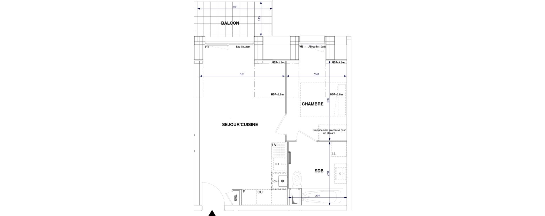 Appartement T2 de 36,77 m2 &agrave; Oissel Centre