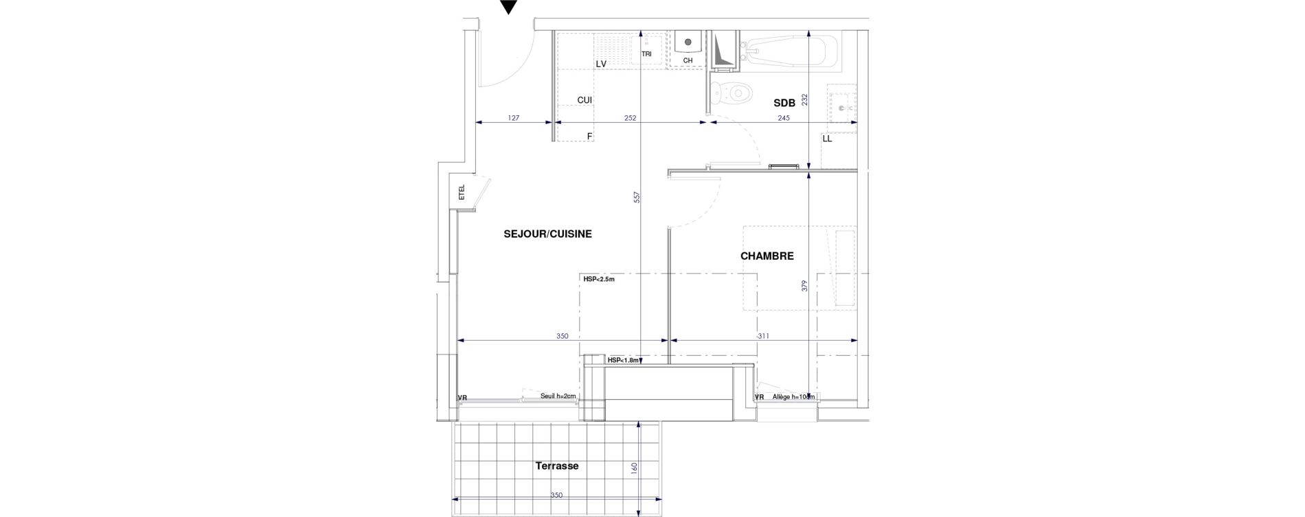 Appartement T2 de 37,49 m2 &agrave; Oissel Centre