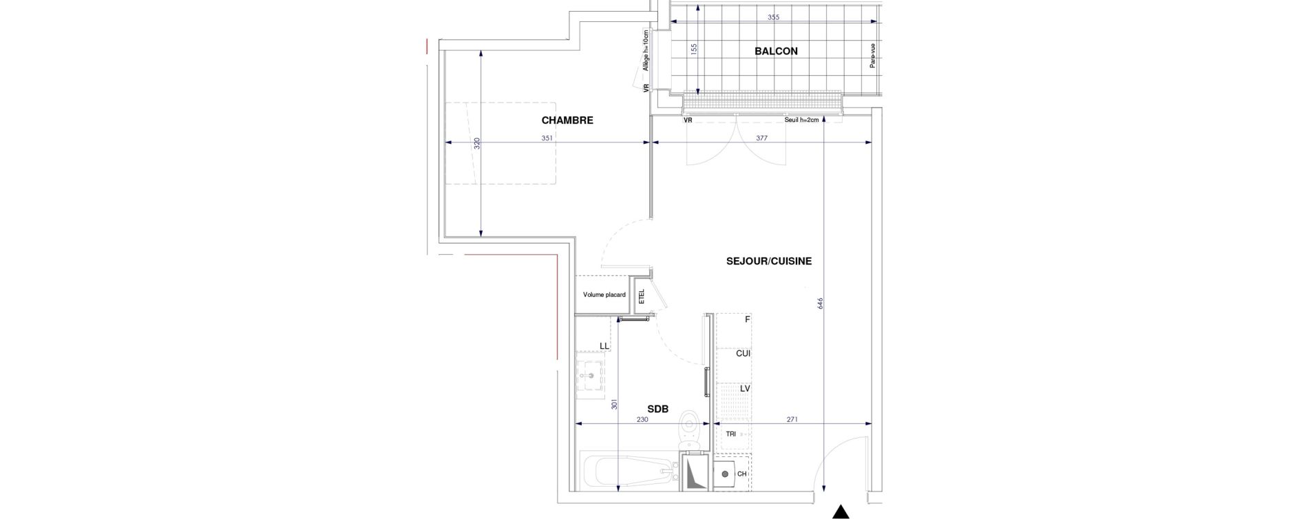 Appartement T2 de 40,90 m2 &agrave; Oissel Centre