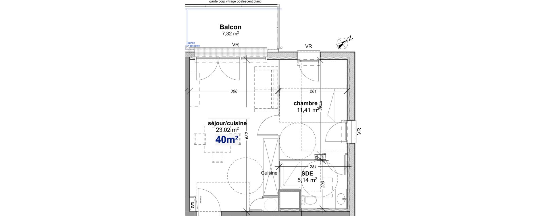 Appartement T2 de 39,57 m2 &agrave; Pavilly Centre