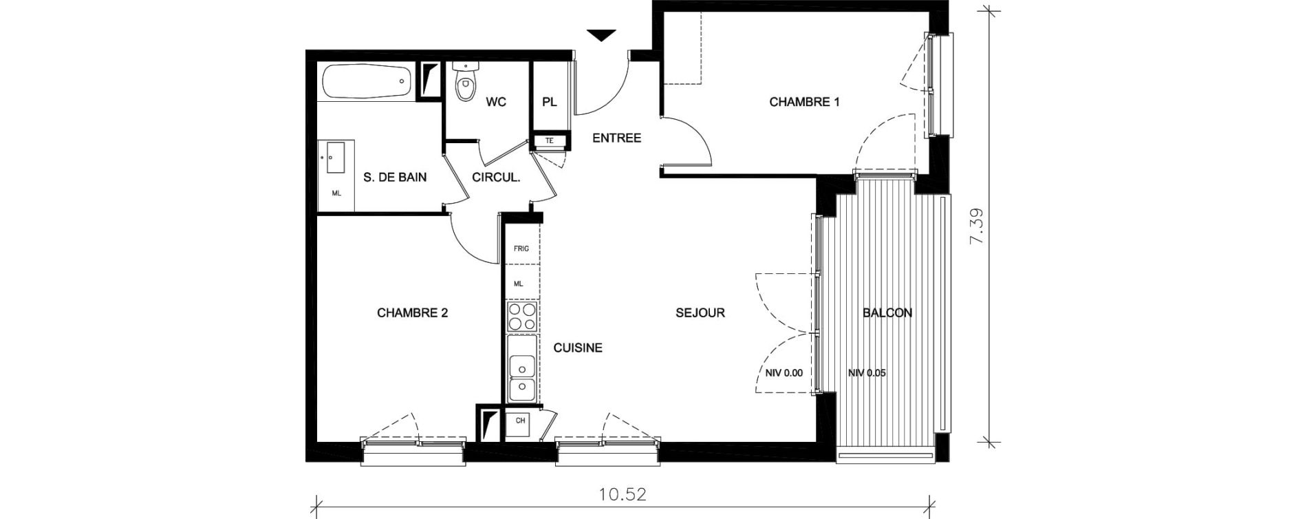 Appartement T3 de 61,89 m2 &agrave; Petit-Couronne Centre