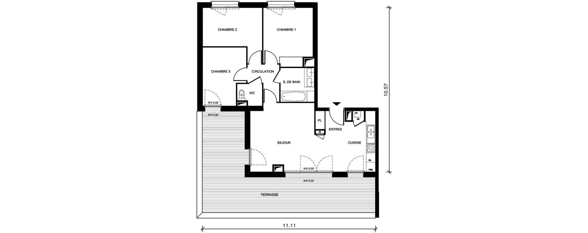 Appartement T4 de 75,00 m2 &agrave; Petit-Couronne Centre