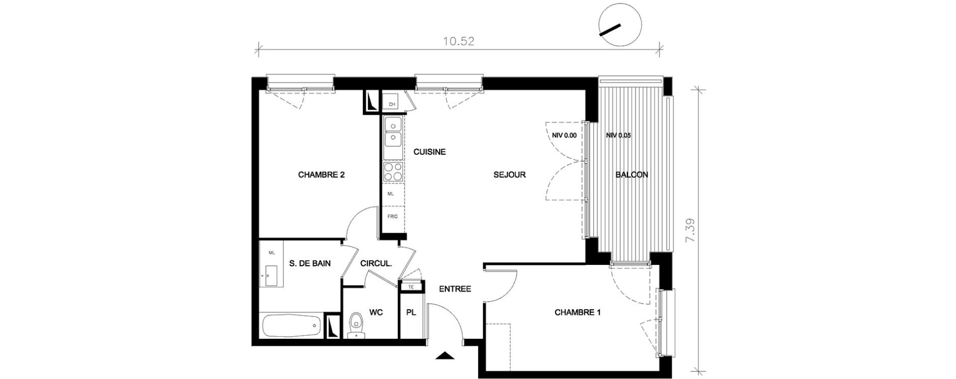 Appartement T3 de 61,89 m2 &agrave; Petit-Couronne Centre