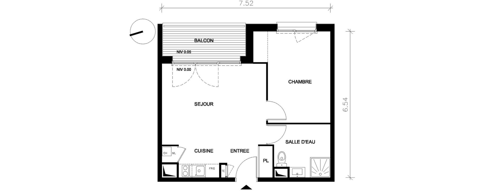 Appartement T2 de 41,76 m2 &agrave; Petit-Couronne Centre