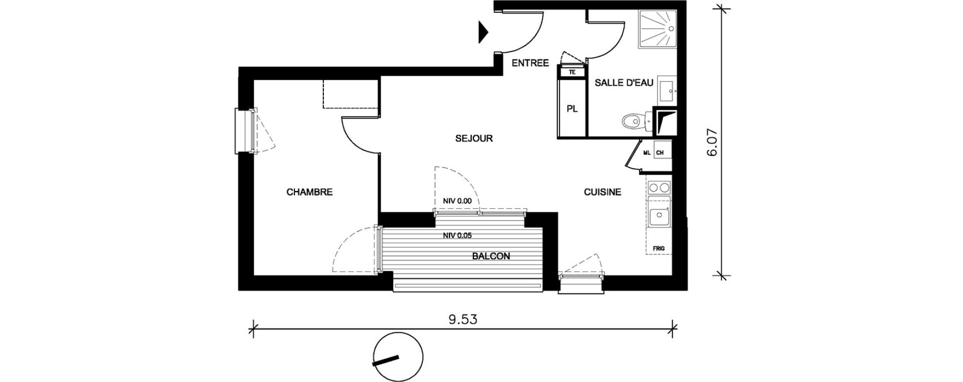 Appartement T2 de 42,38 m2 &agrave; Petit-Couronne Centre