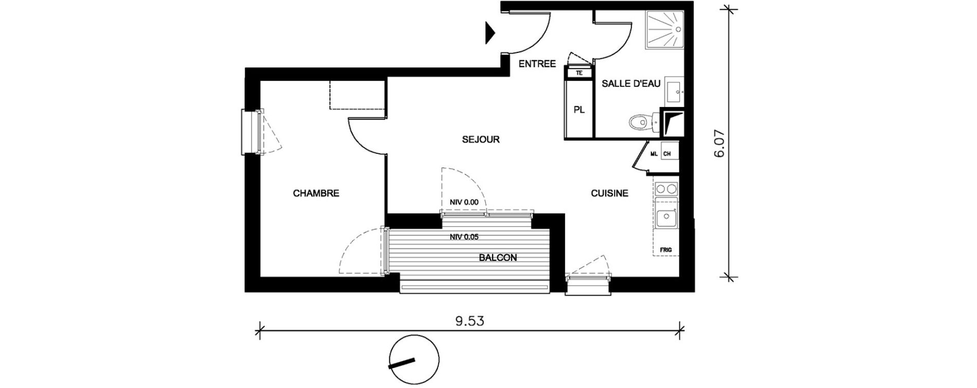 Appartement T2 de 42,38 m2 &agrave; Petit-Couronne Centre