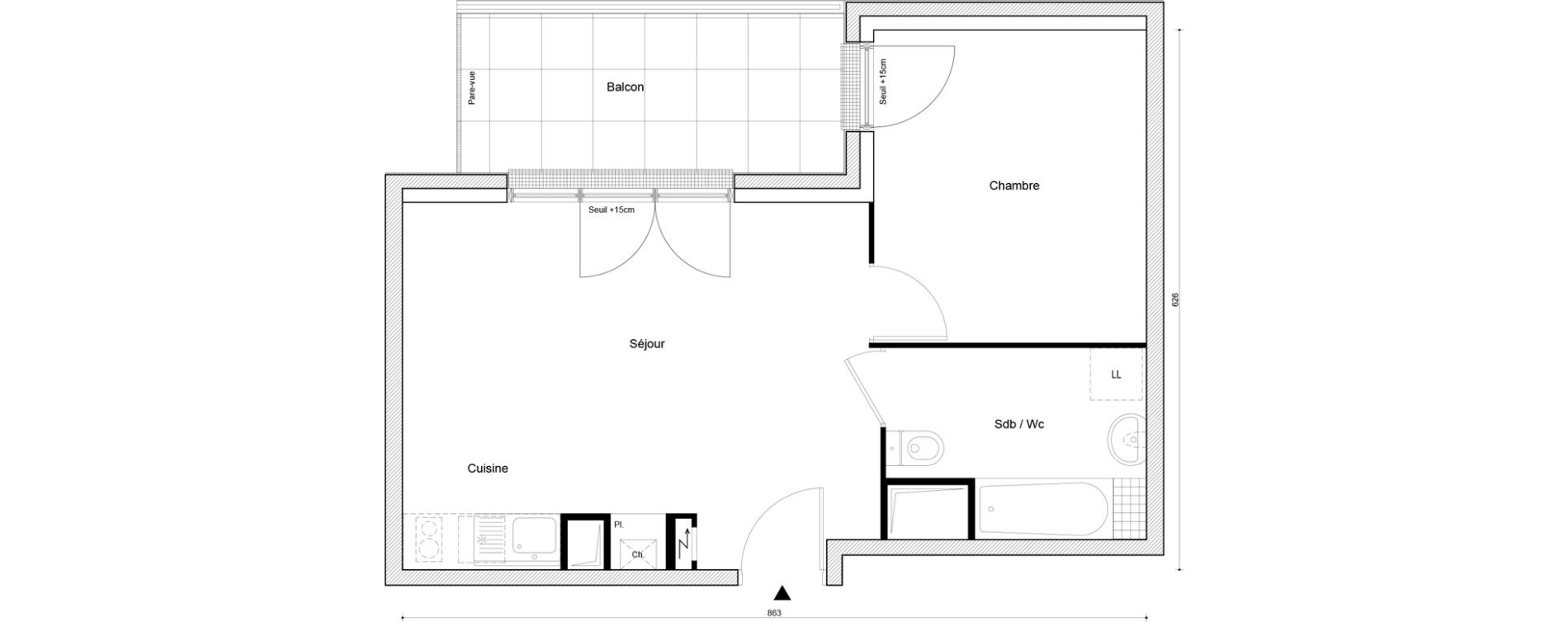 Appartement T2 de 40,15 m2 &agrave; Petit-Couronne Centre ville - archipel