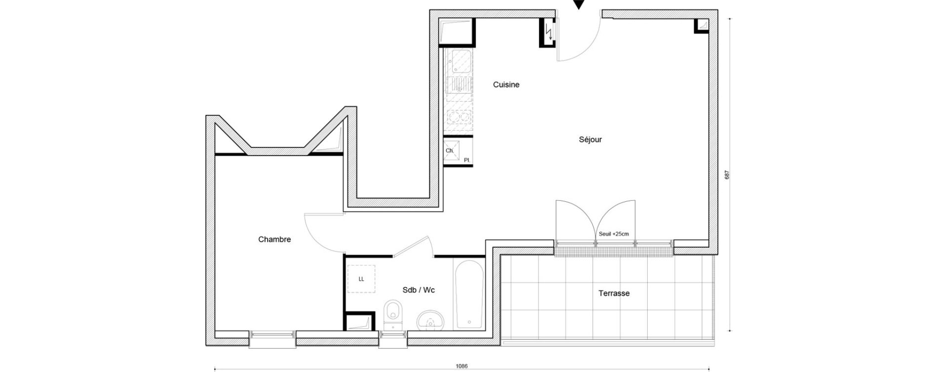 Appartement T2 de 45,56 m2 &agrave; Petit-Couronne Centre ville - archipel