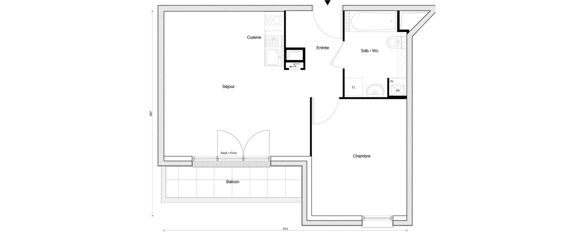 Appartement T2 de 44,85 m2 &agrave; Petit-Couronne Centre ville - archipel