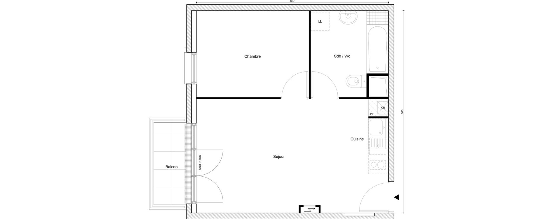 Appartement T2 de 40,32 m2 &agrave; Petit-Couronne Centre ville - archipel