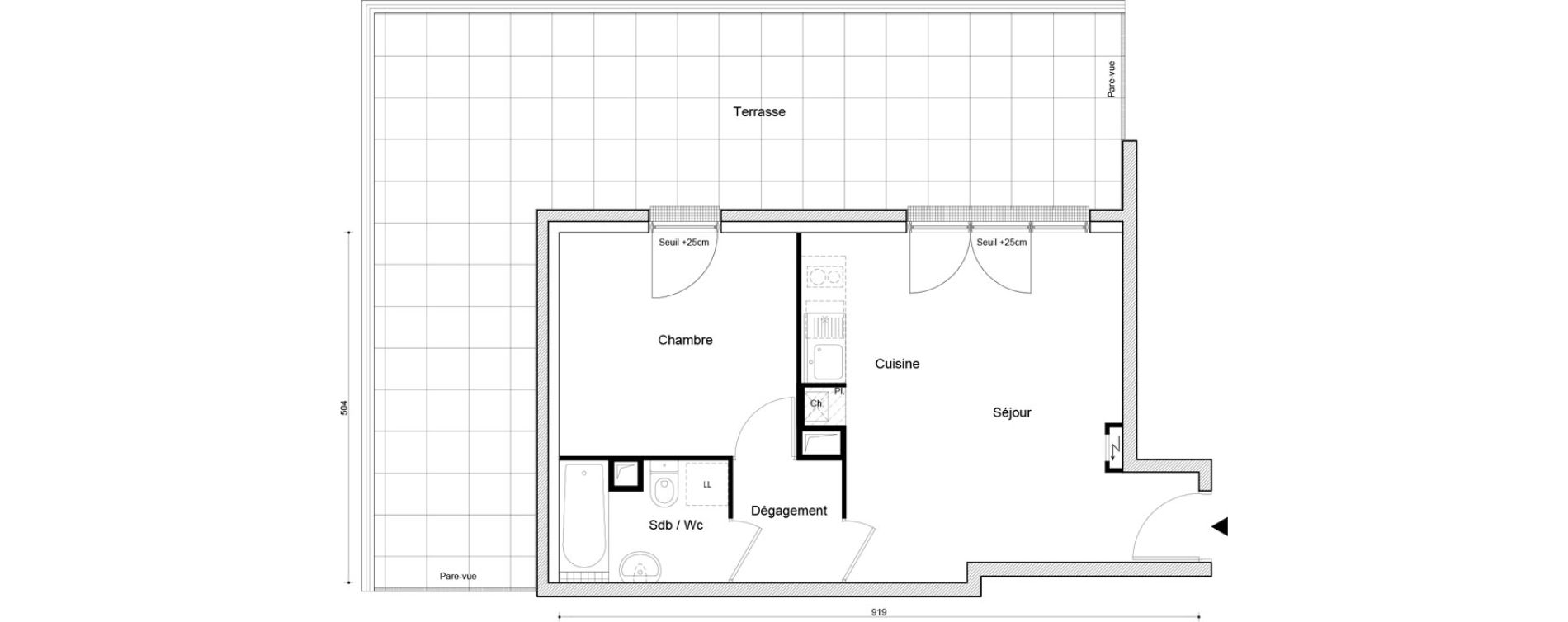 Appartement T2 de 40,26 m2 &agrave; Petit-Couronne Centre ville - archipel