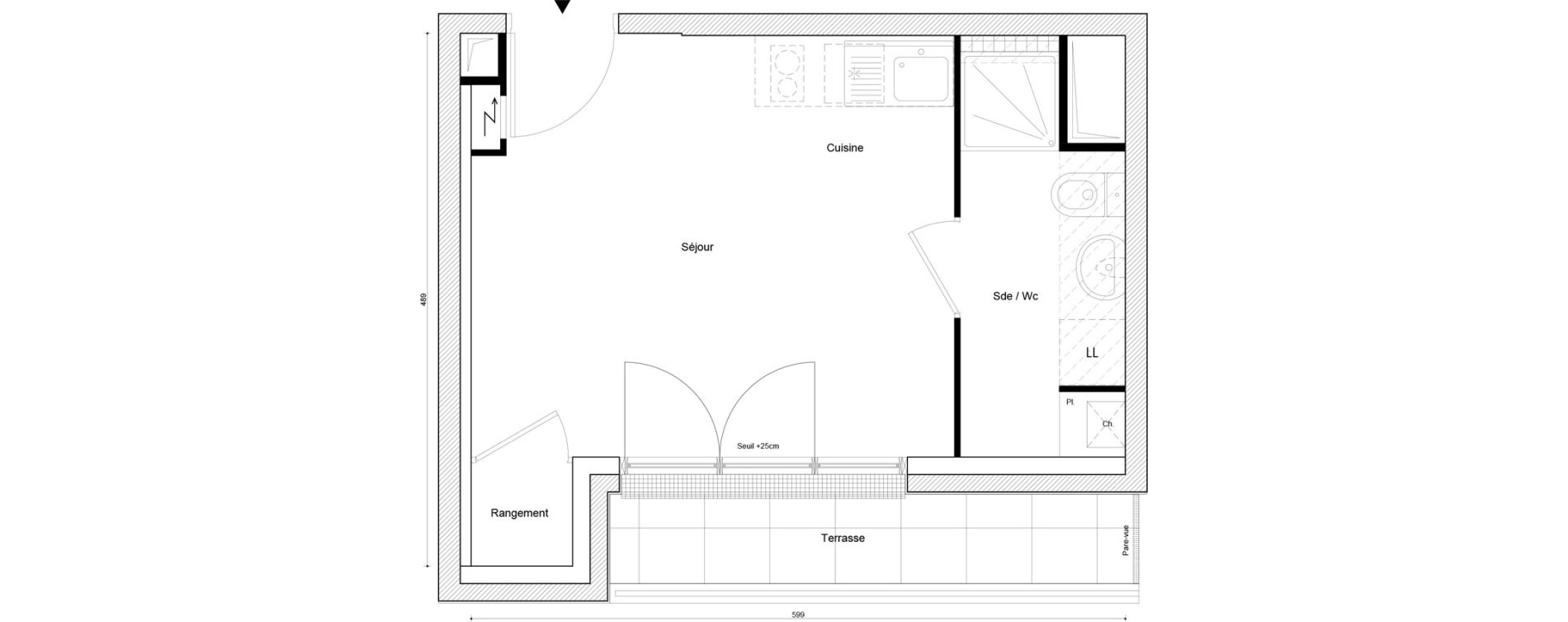 Appartement T1 de 22,86 m2 &agrave; Petit-Couronne Centre ville - archipel