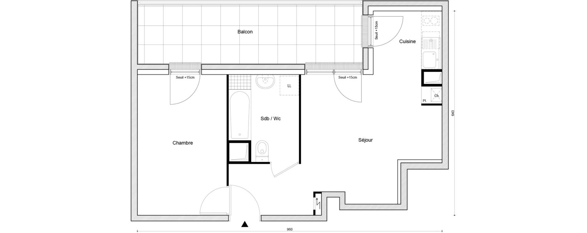 Appartement T2 de 41,78 m2 &agrave; Petit-Couronne Centre ville - archipel