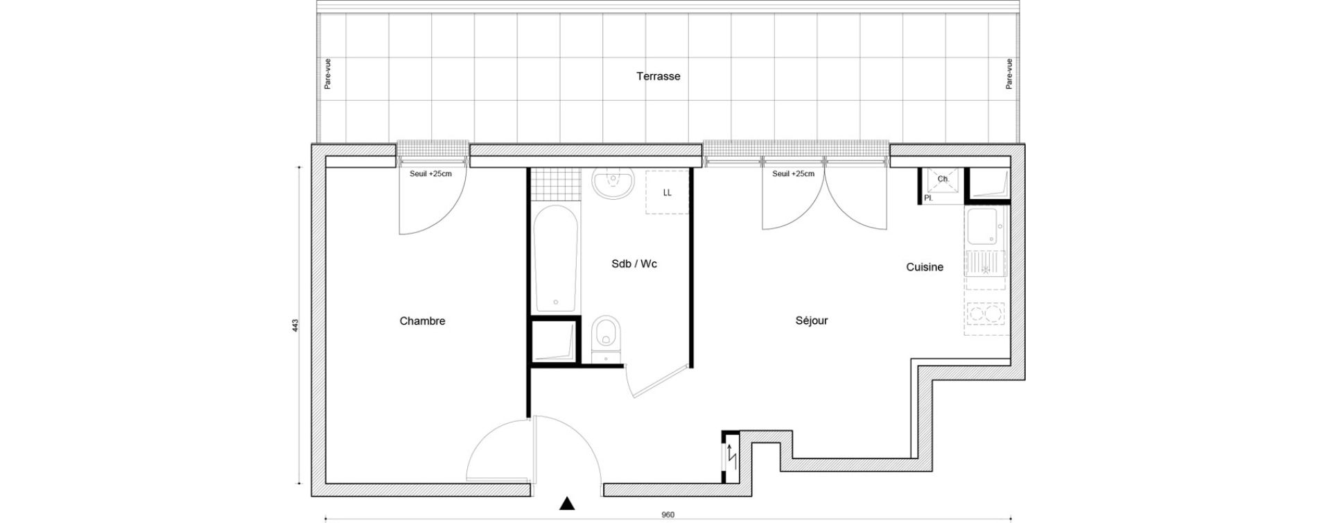 Appartement T2 de 37,46 m2 &agrave; Petit-Couronne Centre ville - archipel