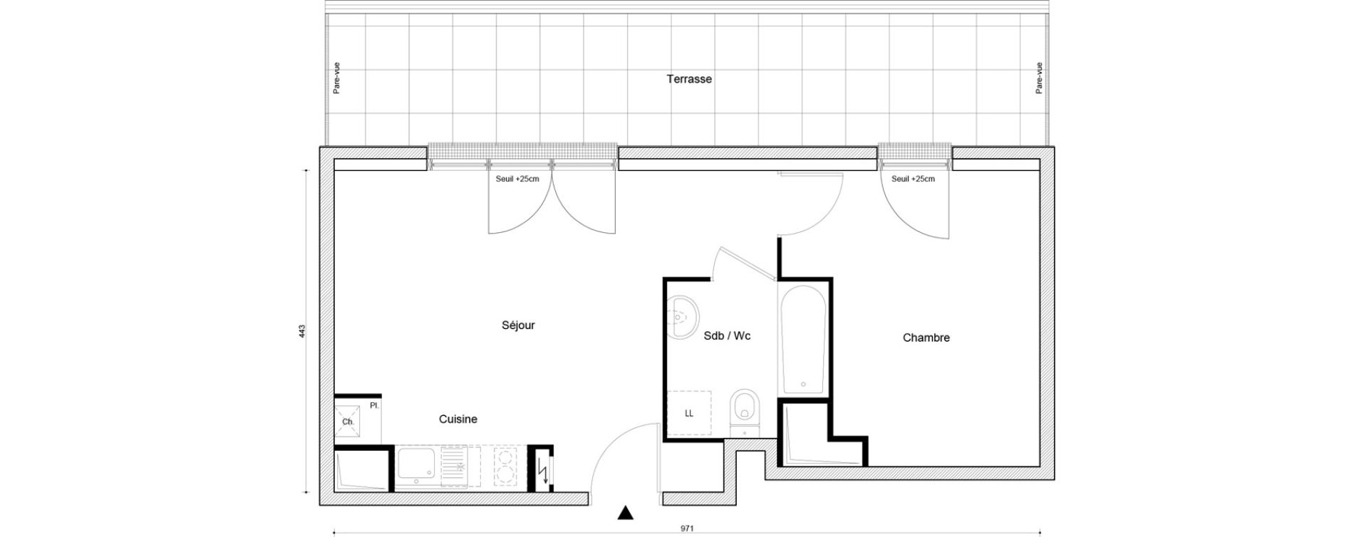 Appartement T2 de 39,06 m2 &agrave; Petit-Couronne Centre ville - archipel