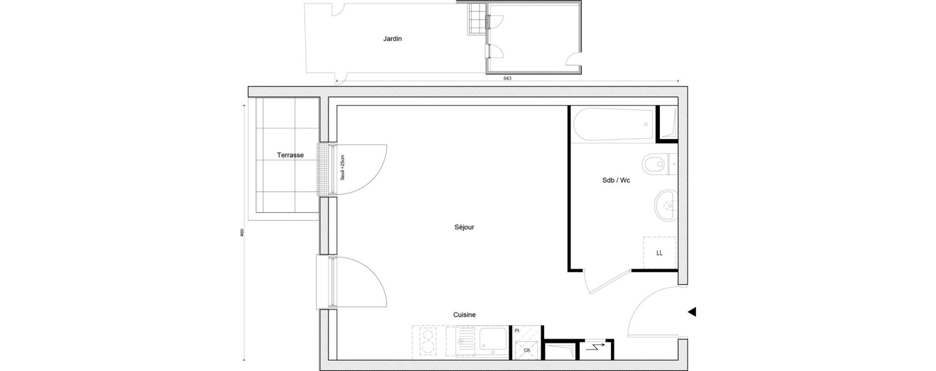 Appartement T1 de 29,74 m2 &agrave; Petit-Couronne Centre ville - archipel