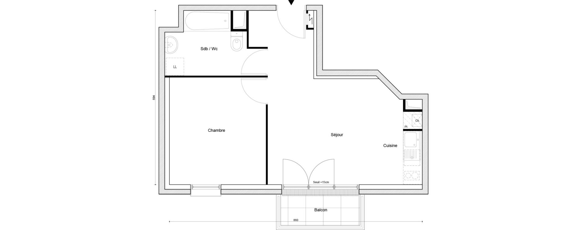 Appartement T2 de 40,24 m2 &agrave; Petit-Couronne Centre ville - archipel