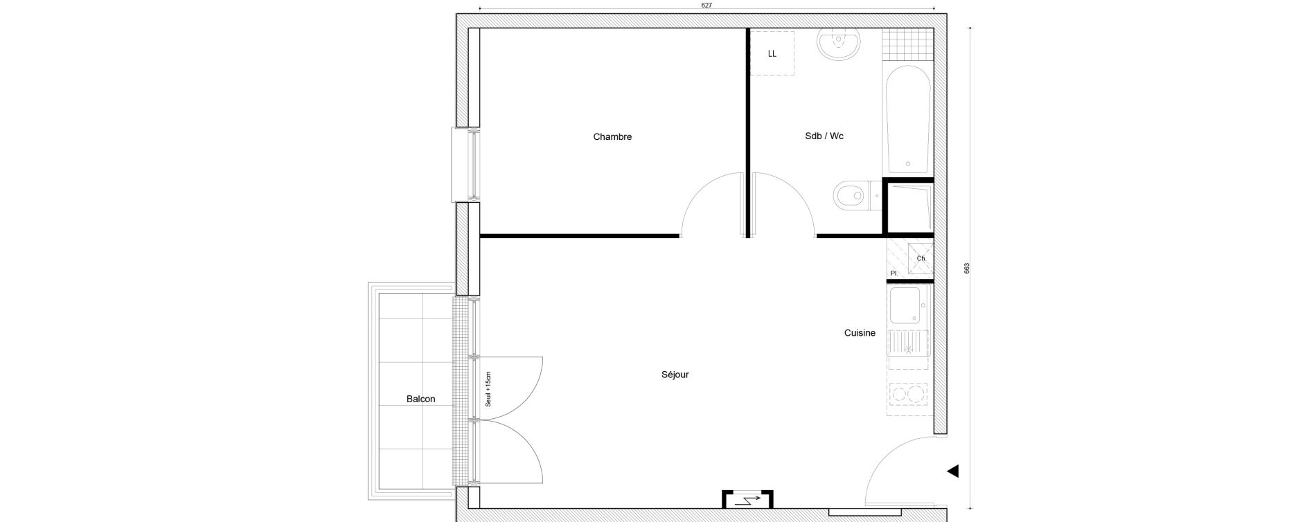 Appartement T2 de 40,32 m2 &agrave; Petit-Couronne Centre ville - archipel