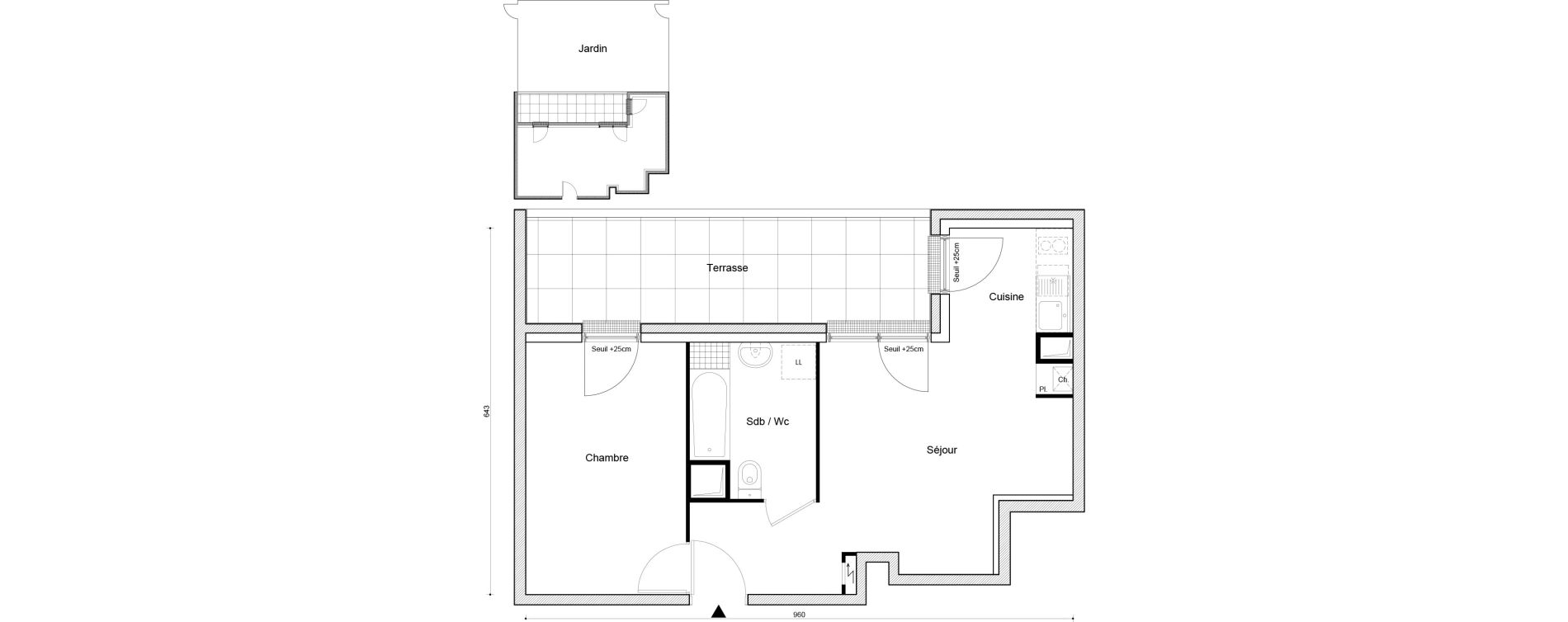 Appartement T2 de 41,78 m2 &agrave; Petit-Couronne Centre ville - archipel