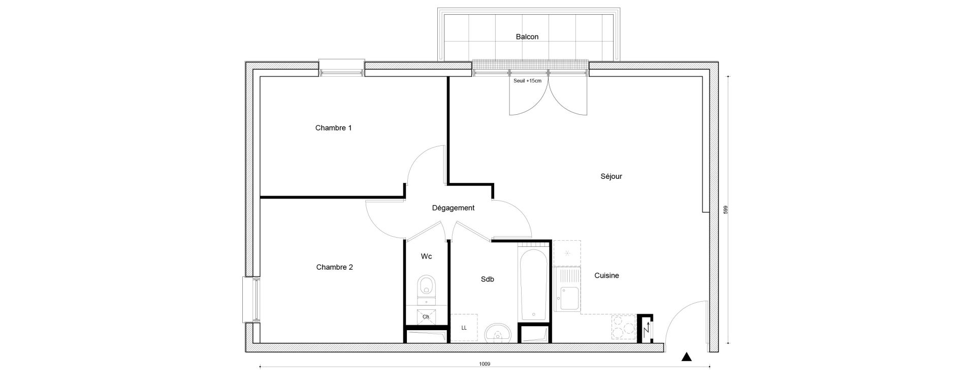 Appartement T3 de 58,02 m2 &agrave; Petit-Couronne Centre ville - archipel