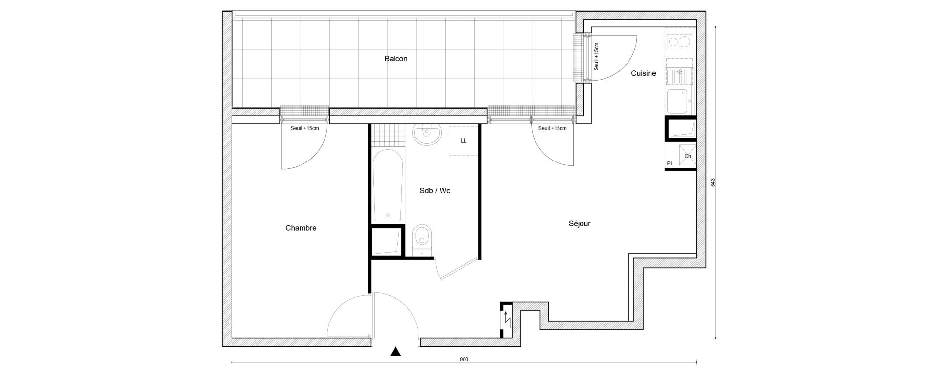 Appartement T2 de 41,78 m2 &agrave; Petit-Couronne Centre ville - archipel