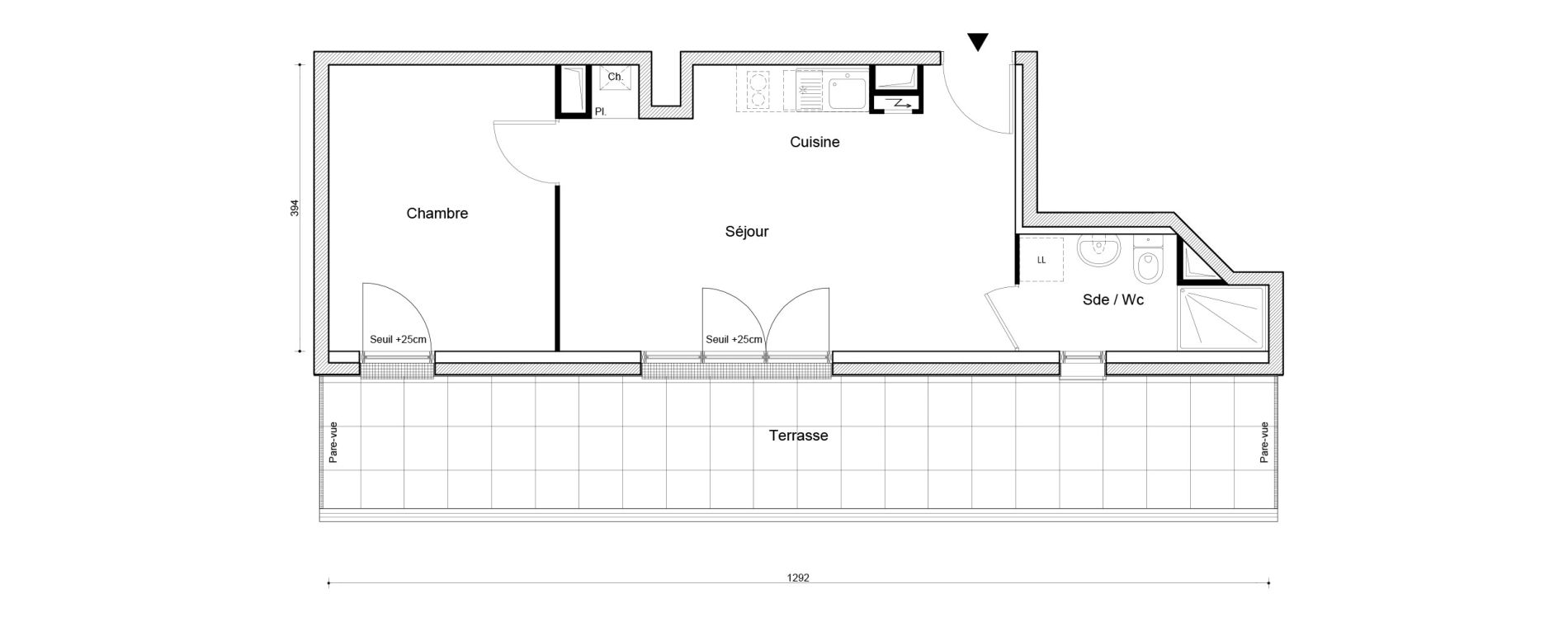 Appartement T2 de 40,25 m2 &agrave; Petit-Couronne Centre ville - archipel