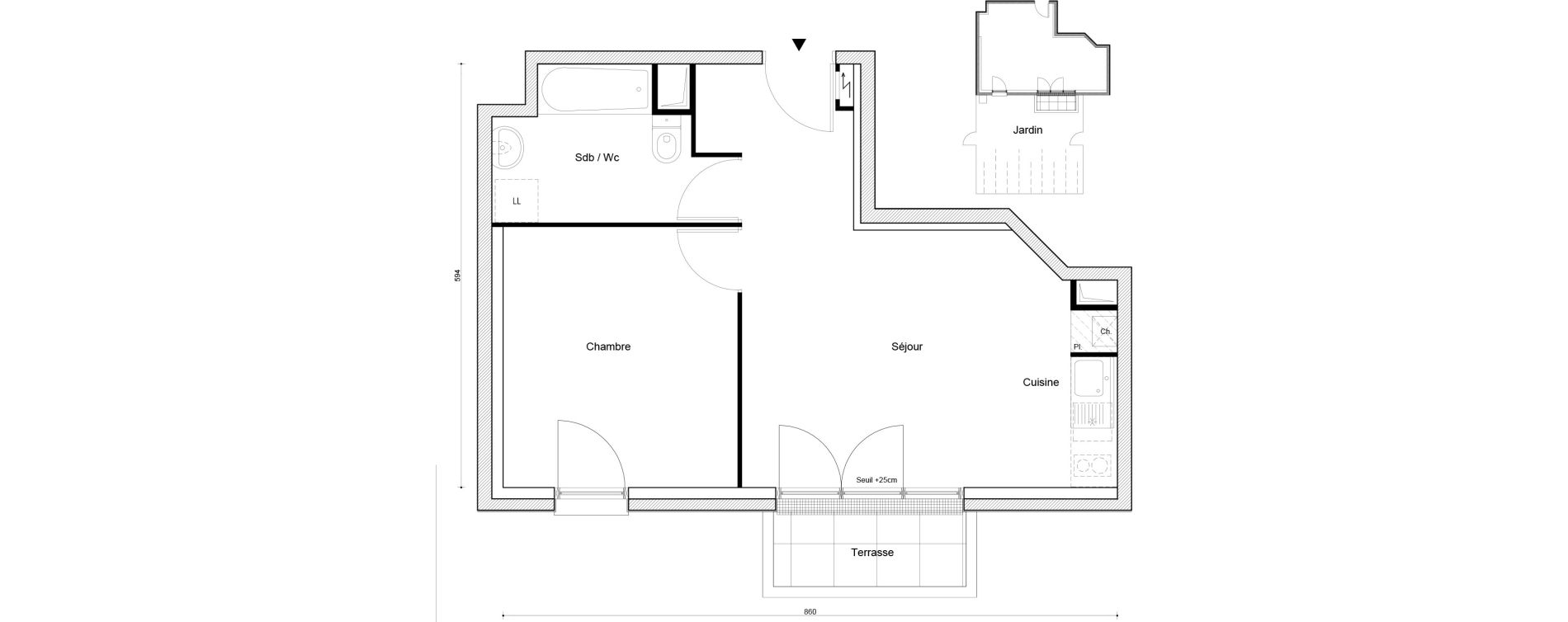 Appartement T2 de 40,24 m2 &agrave; Petit-Couronne Centre ville - archipel