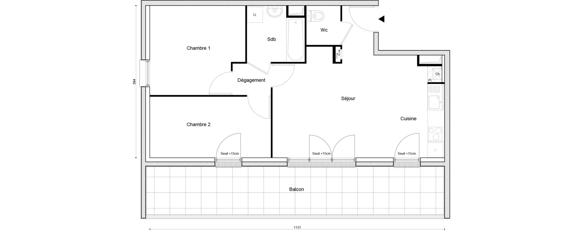 Appartement T3 de 58,83 m2 &agrave; Petit-Couronne Centre ville - archipel