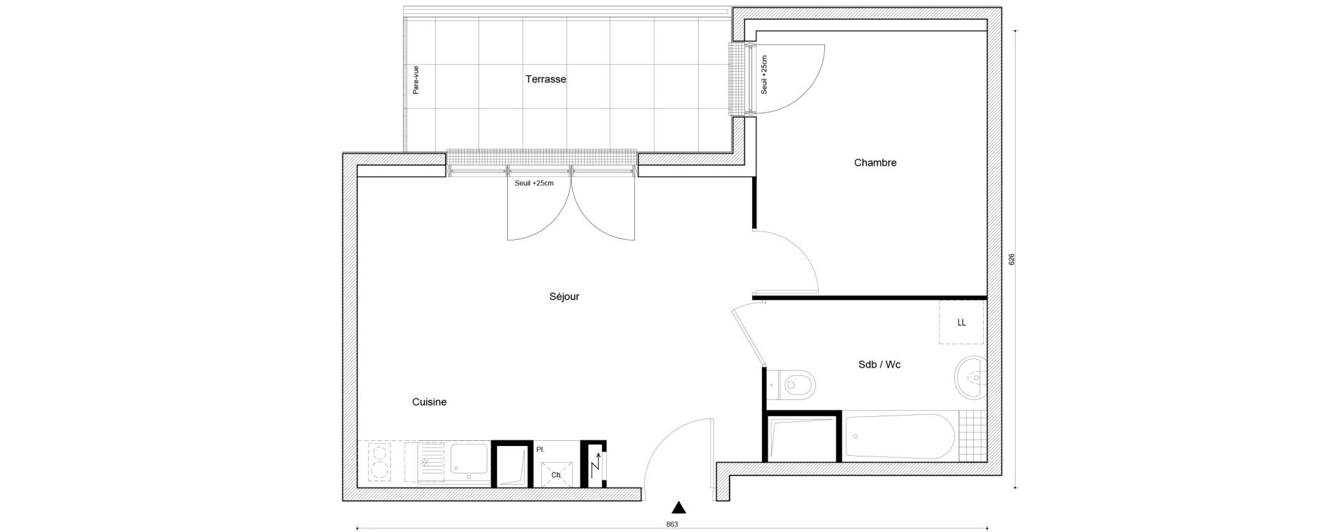 Appartement T2 de 40,15 m2 &agrave; Petit-Couronne Centre ville - archipel