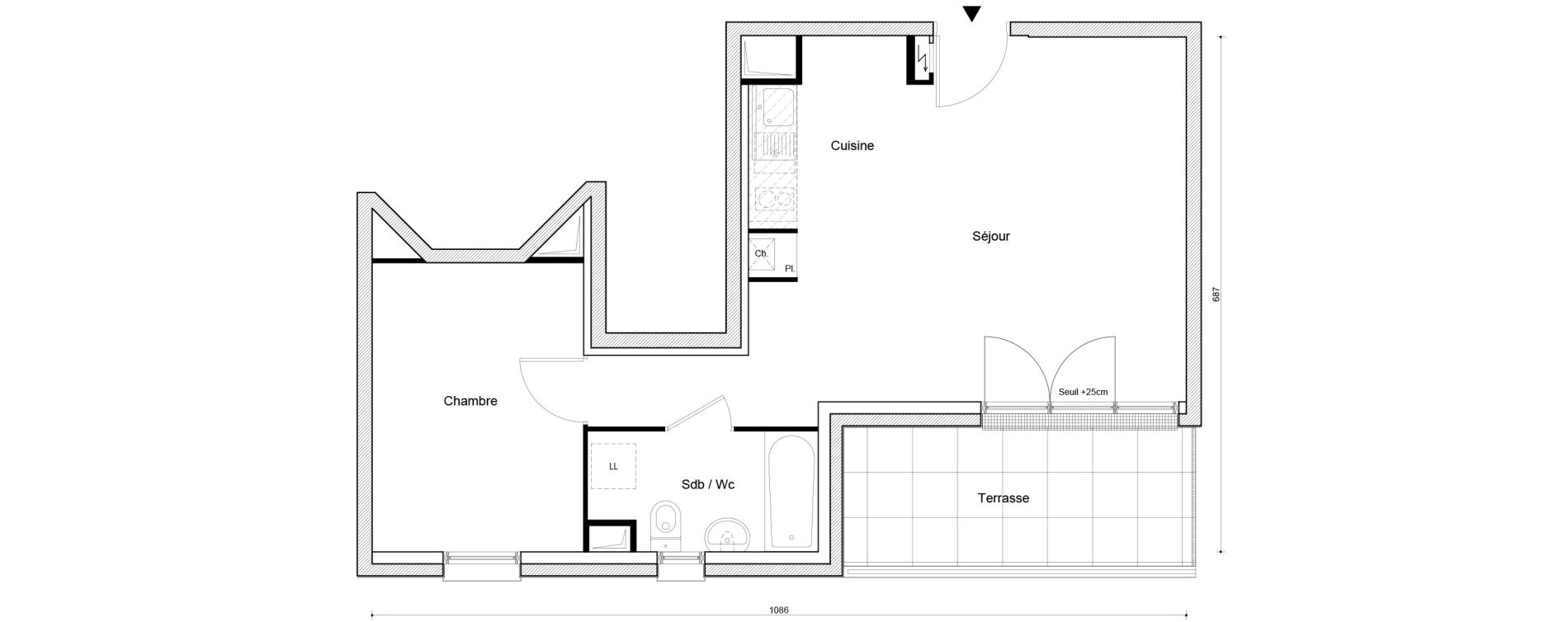 Appartement T2 de 45,66 m2 &agrave; Petit-Couronne Centre ville - archipel