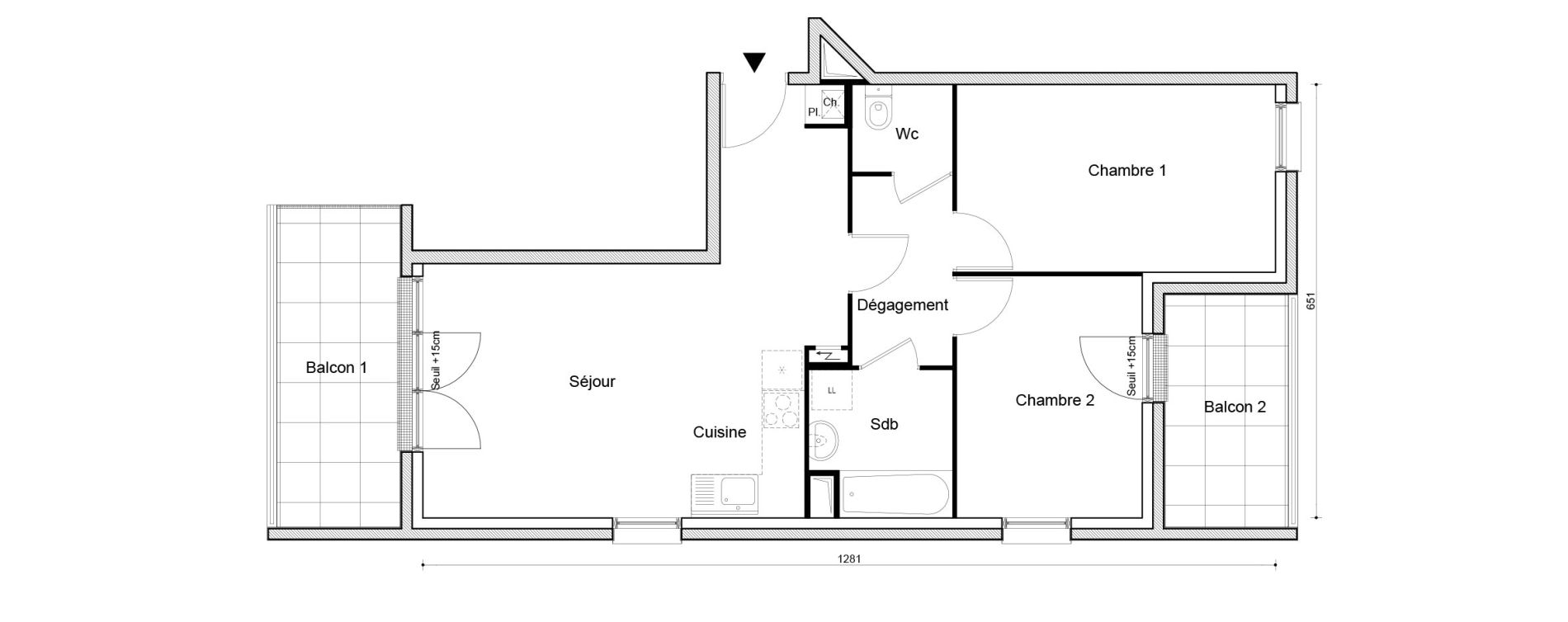 Appartement T3 de 62,46 m2 &agrave; Petit-Couronne Centre ville - archipel