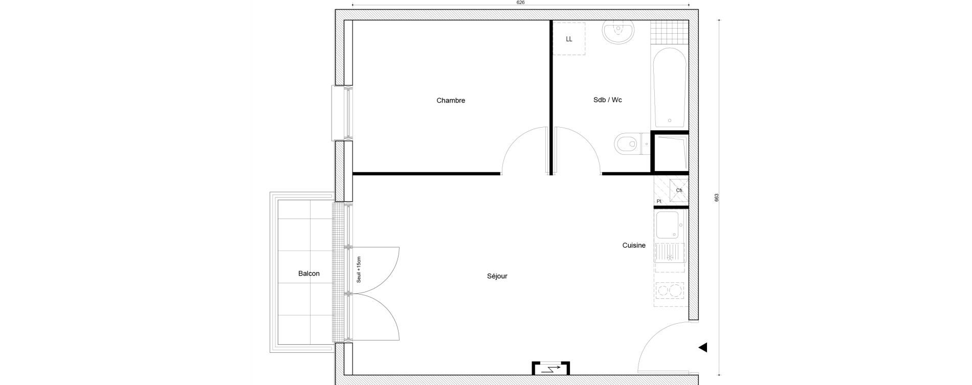 Appartement T2 de 40,32 m2 &agrave; Petit-Couronne Centre ville - archipel