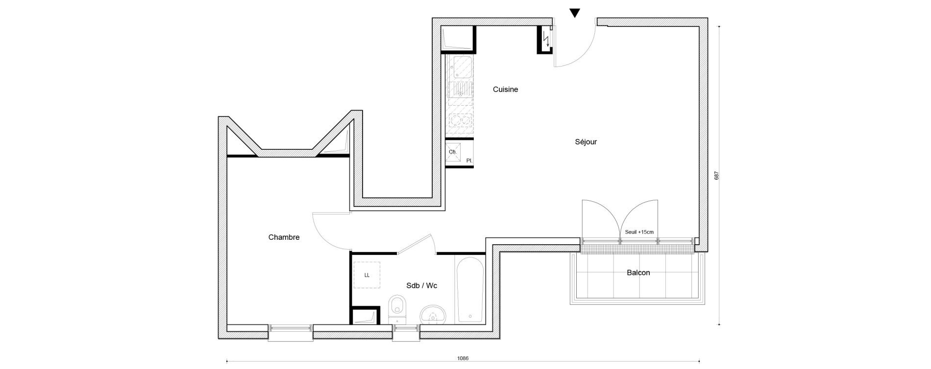 Appartement T2 de 45,66 m2 &agrave; Petit-Couronne Centre ville - archipel