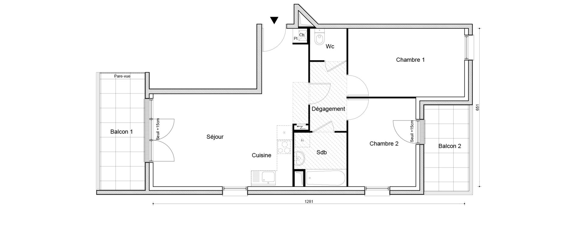 Appartement T3 de 62,46 m2 &agrave; Petit-Couronne Centre ville - archipel