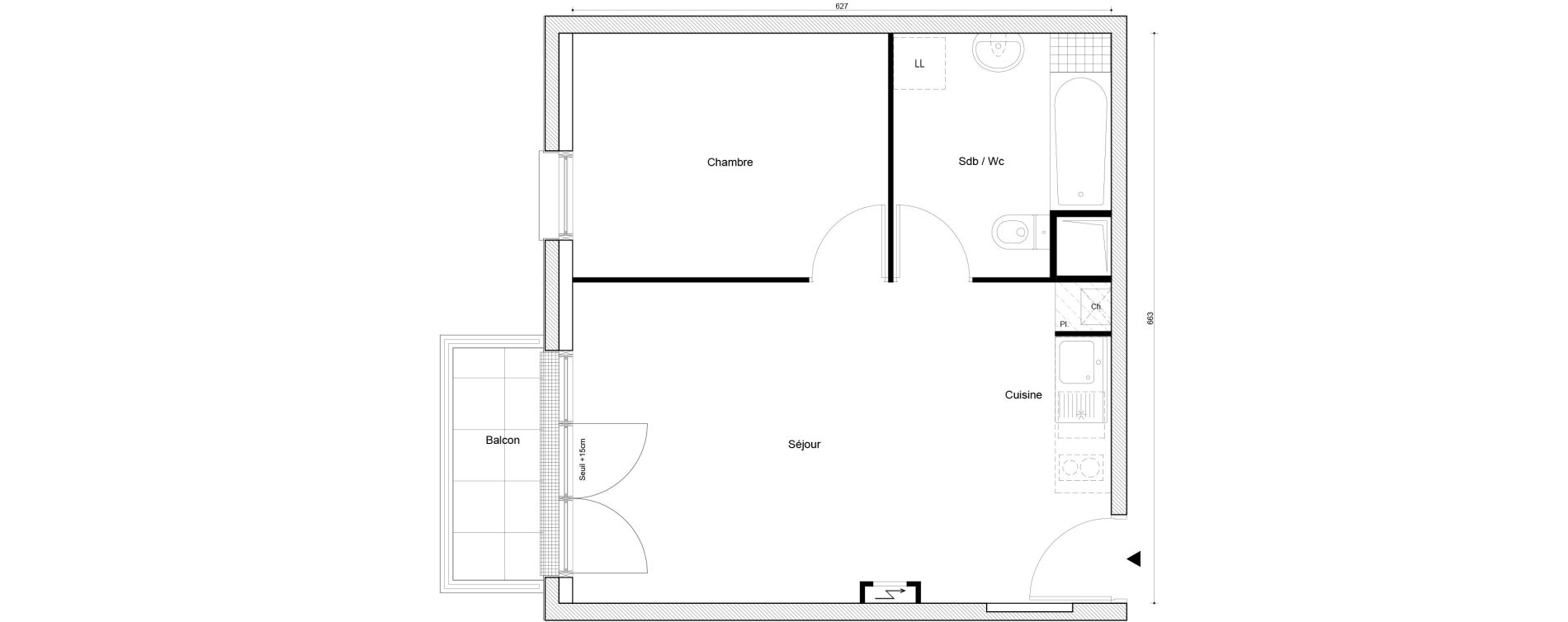 Appartement T2 de 40,32 m2 &agrave; Petit-Couronne Centre ville - archipel