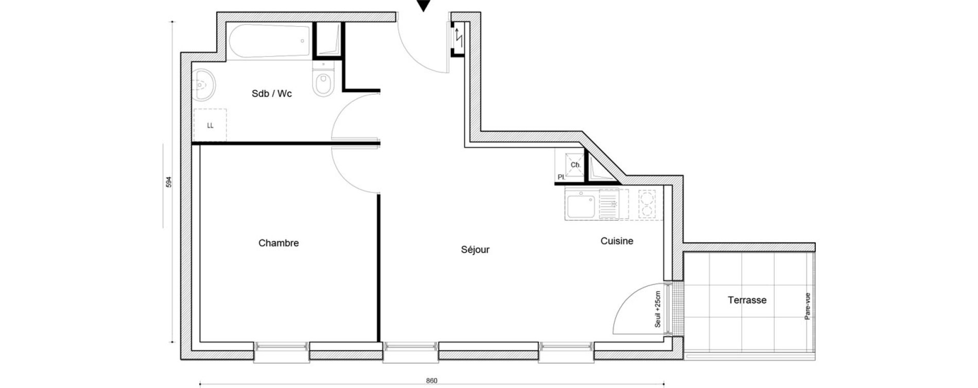 Appartement T2 de 40,28 m2 &agrave; Petit-Couronne Centre ville - archipel