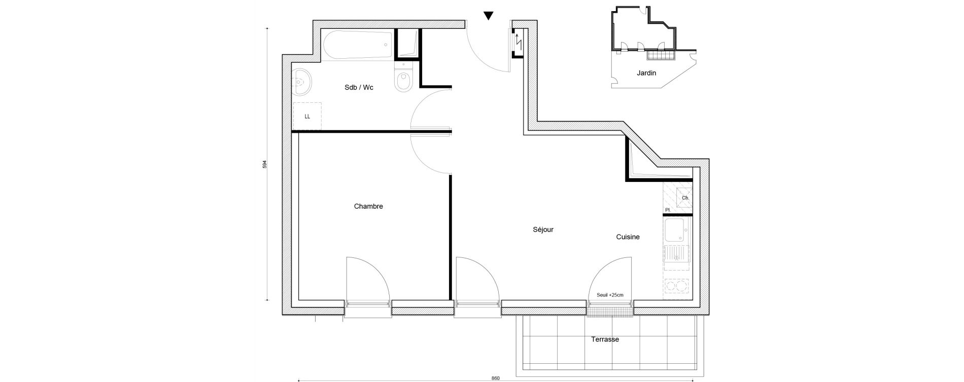 Appartement T2 de 39,80 m2 &agrave; Petit-Couronne Centre ville - archipel