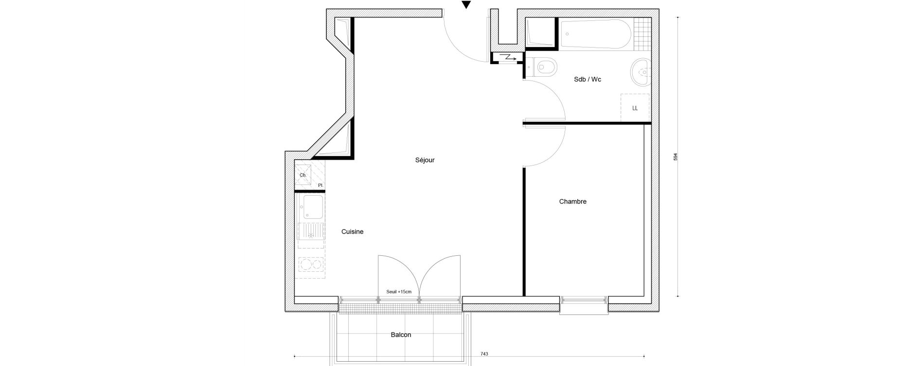 Appartement T2 de 38,99 m2 &agrave; Petit-Couronne Centre ville - archipel