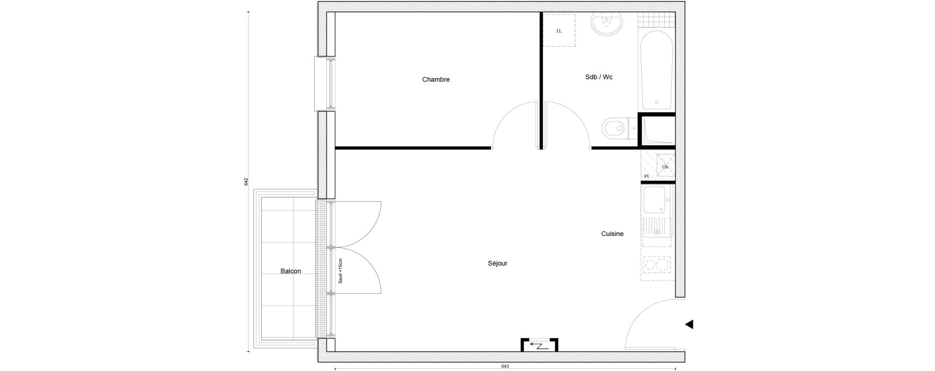 Appartement T2 de 40,17 m2 &agrave; Petit-Couronne Centre ville - archipel