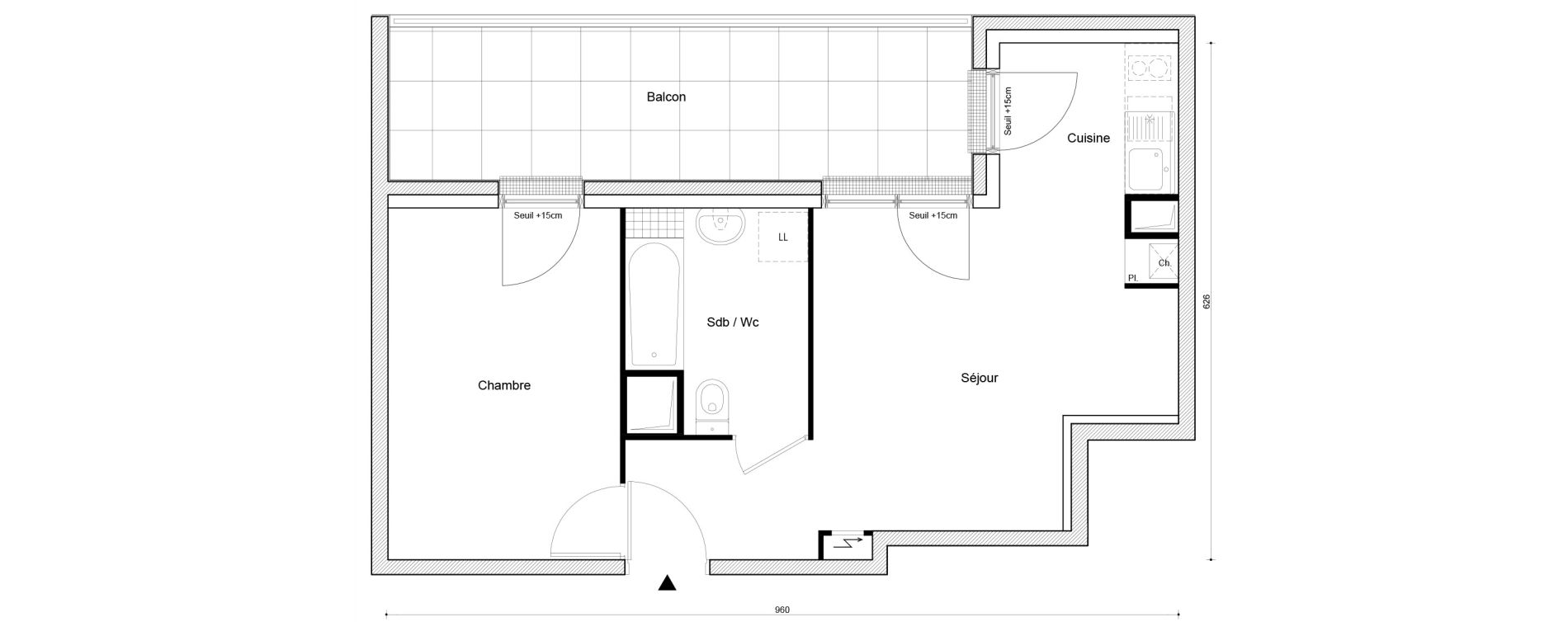 Appartement T2 de 40,32 m2 &agrave; Petit-Couronne Centre ville - archipel