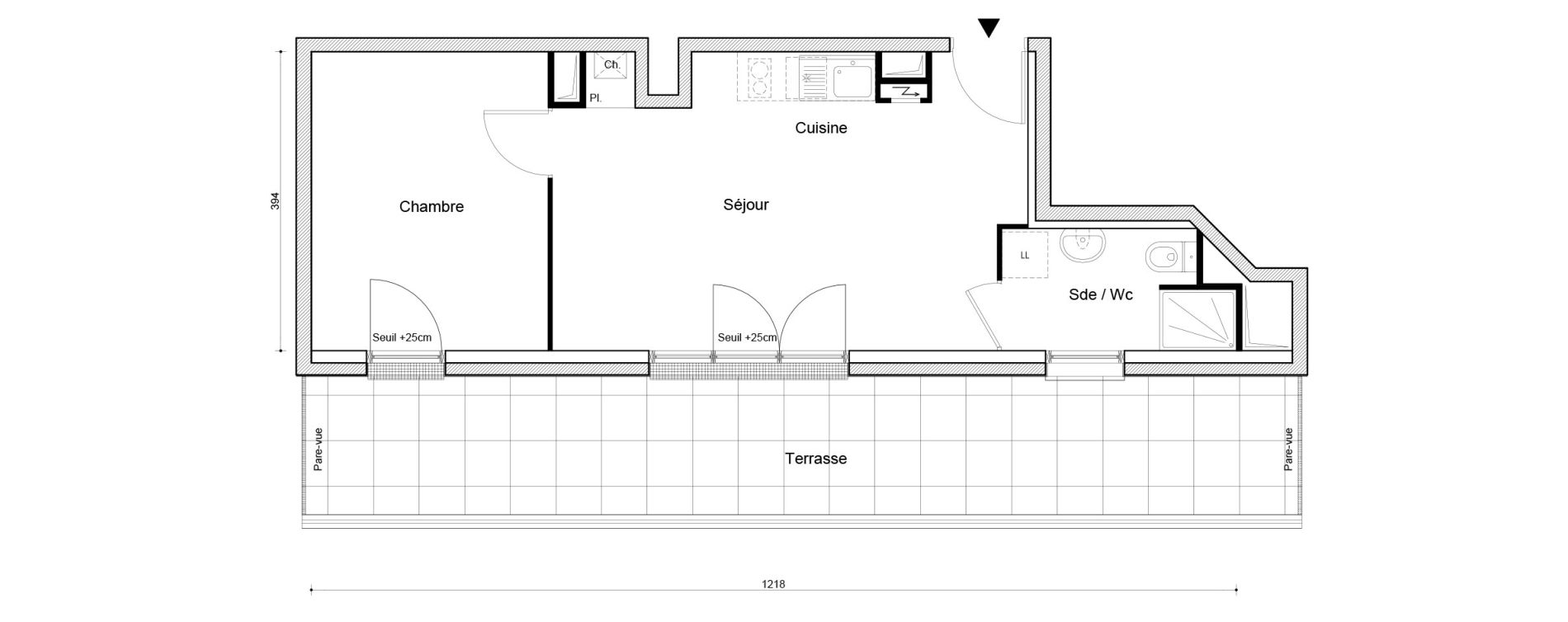 Appartement T2 de 39,49 m2 &agrave; Petit-Couronne Centre ville - archipel