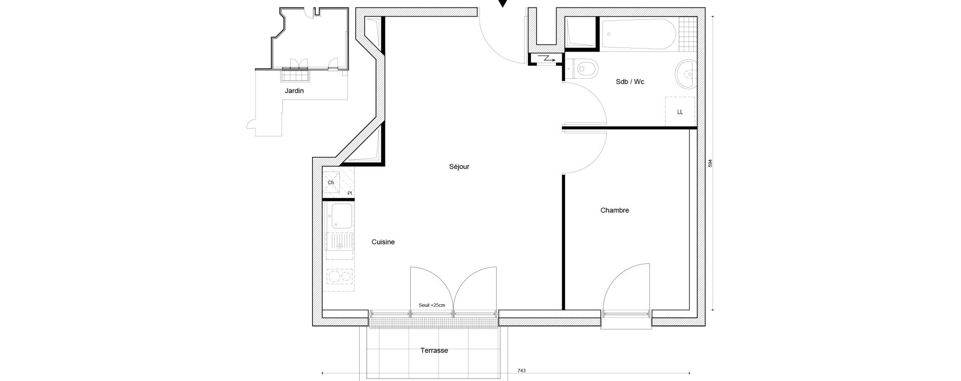 Appartement T2 de 38,99 m2 &agrave; Petit-Couronne Centre ville - archipel