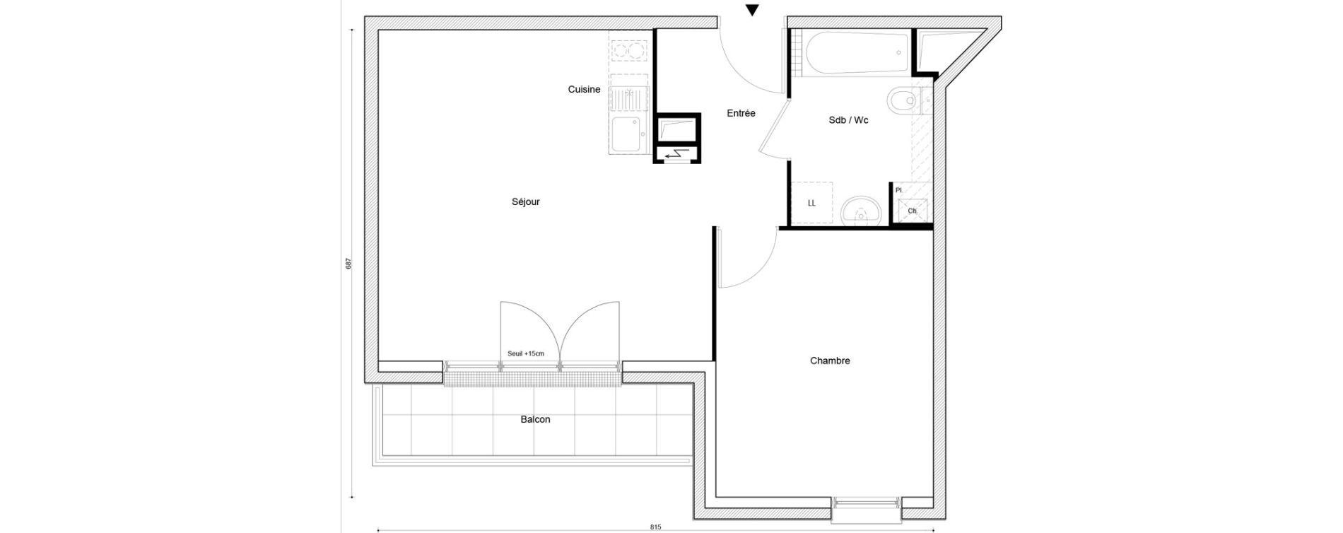 Appartement T2 de 44,85 m2 &agrave; Petit-Couronne Centre ville - archipel