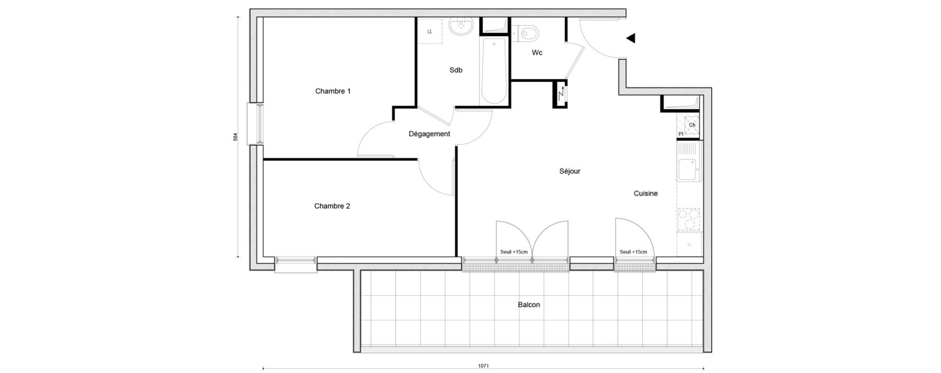 Appartement T3 de 56,57 m2 &agrave; Petit-Couronne Centre ville - archipel