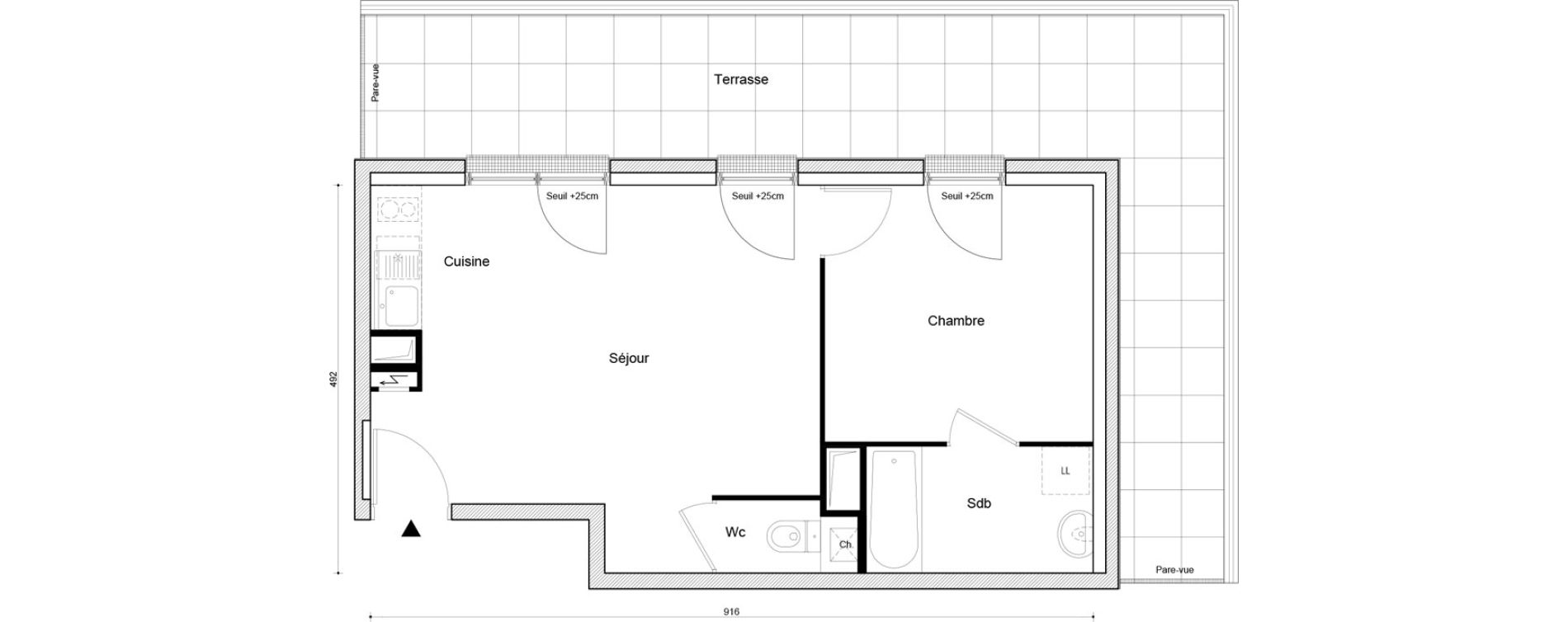 Appartement T2 de 40,91 m2 &agrave; Petit-Couronne Centre ville - archipel