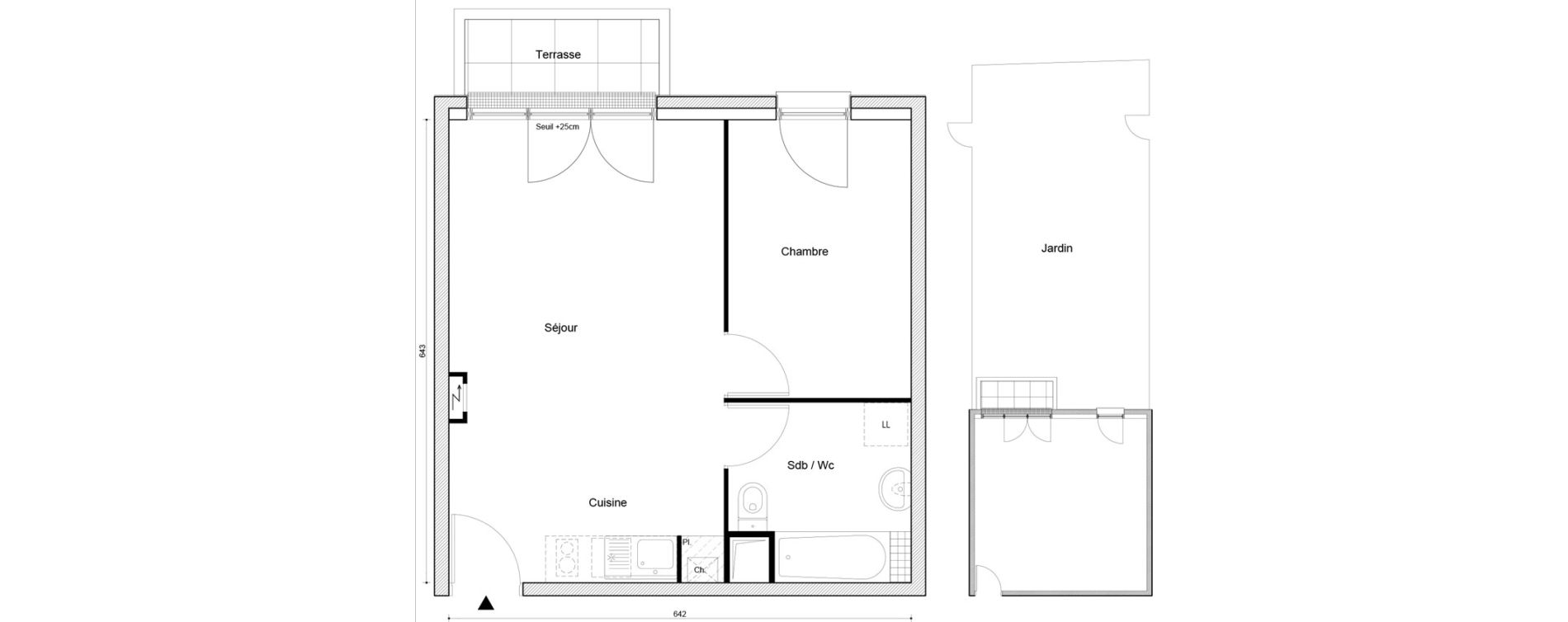 Appartement T2 de 40,17 m2 &agrave; Petit-Couronne Centre ville - archipel