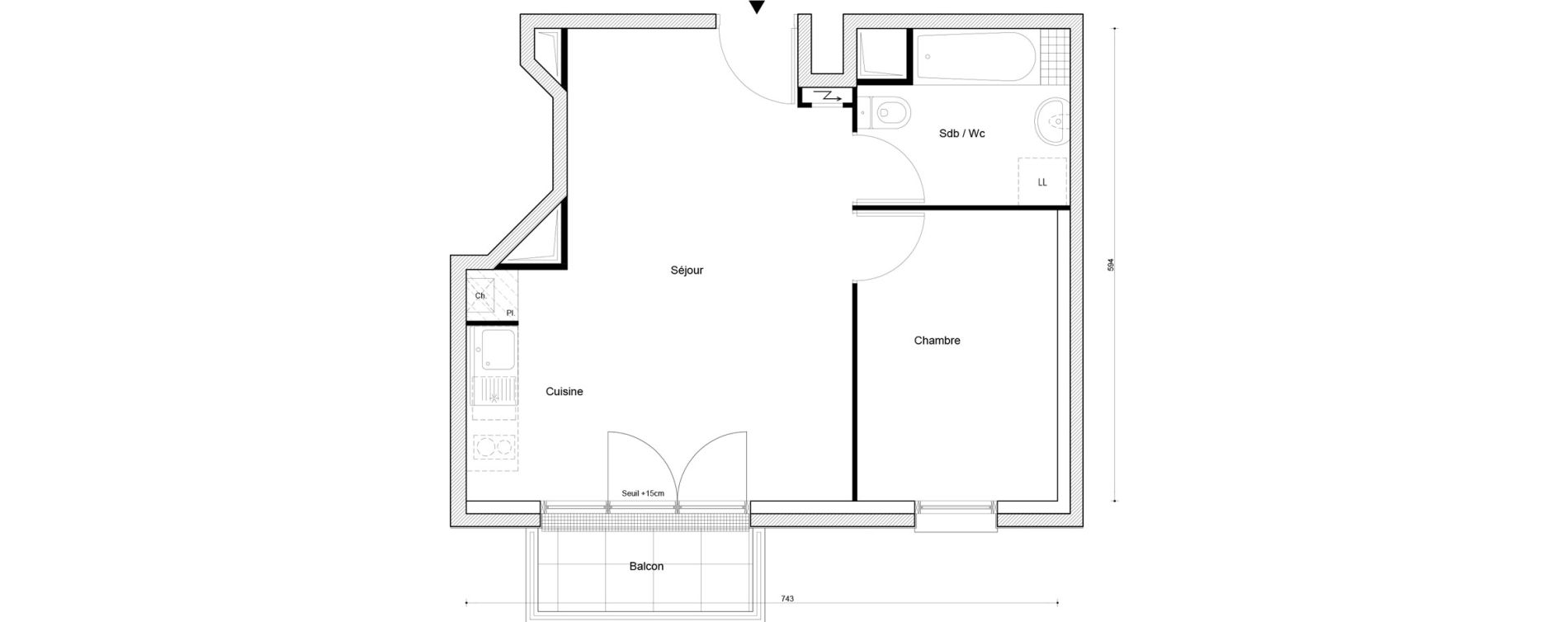 Appartement T2 de 38,99 m2 &agrave; Petit-Couronne Centre ville - archipel