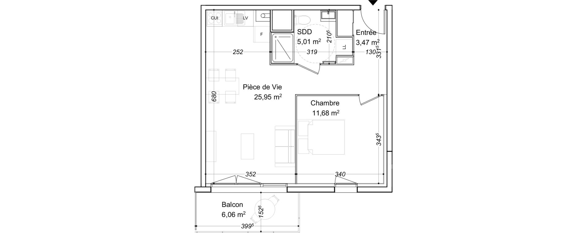 Appartement T2 de 46,11 m2 &agrave; Petit-Couronne Le pommeret - mairie