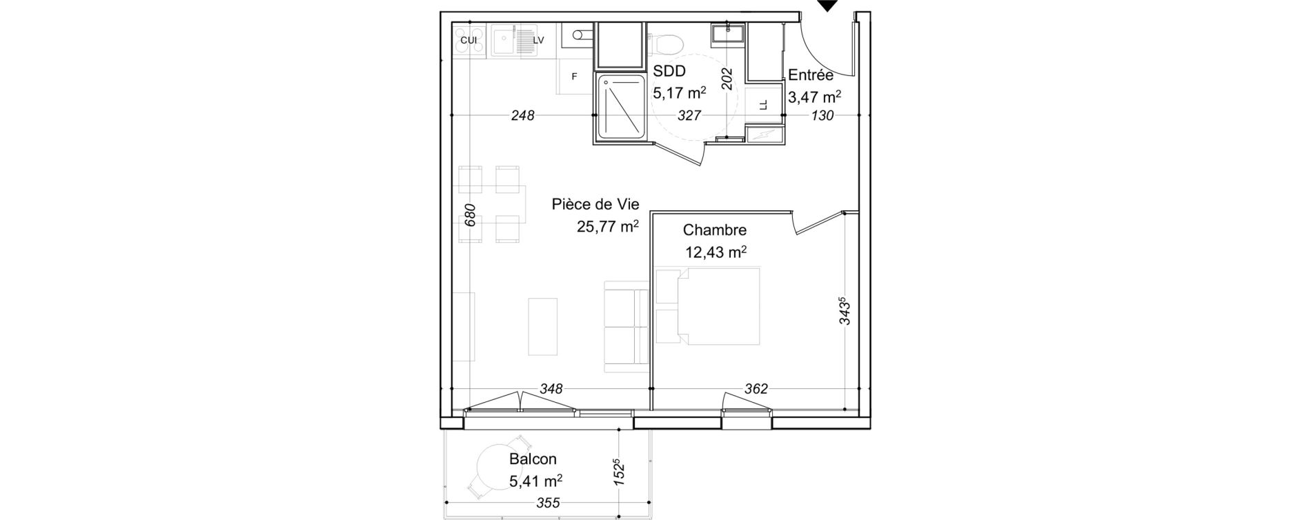 Appartement T2 de 46,84 m2 &agrave; Petit-Couronne Le pommeret - mairie